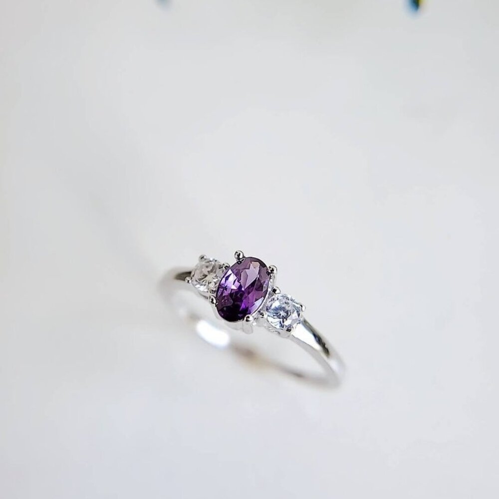 Sterling Silver Amethyst Ring, Brides Ring, Promi… - image 5